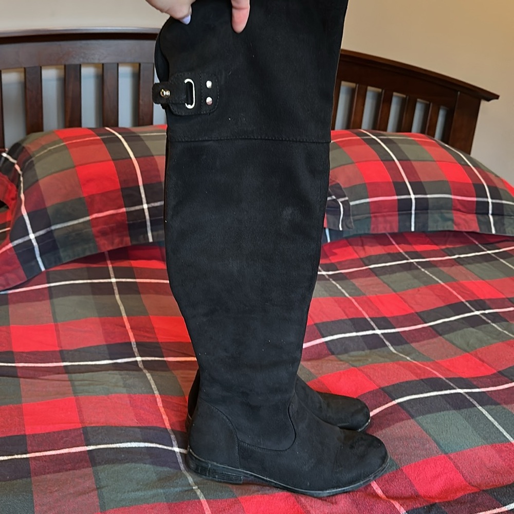 Dream Pairs Hi Flat Black Over The Knee Stretchy Thigh High Boots - Picture 7 of 9